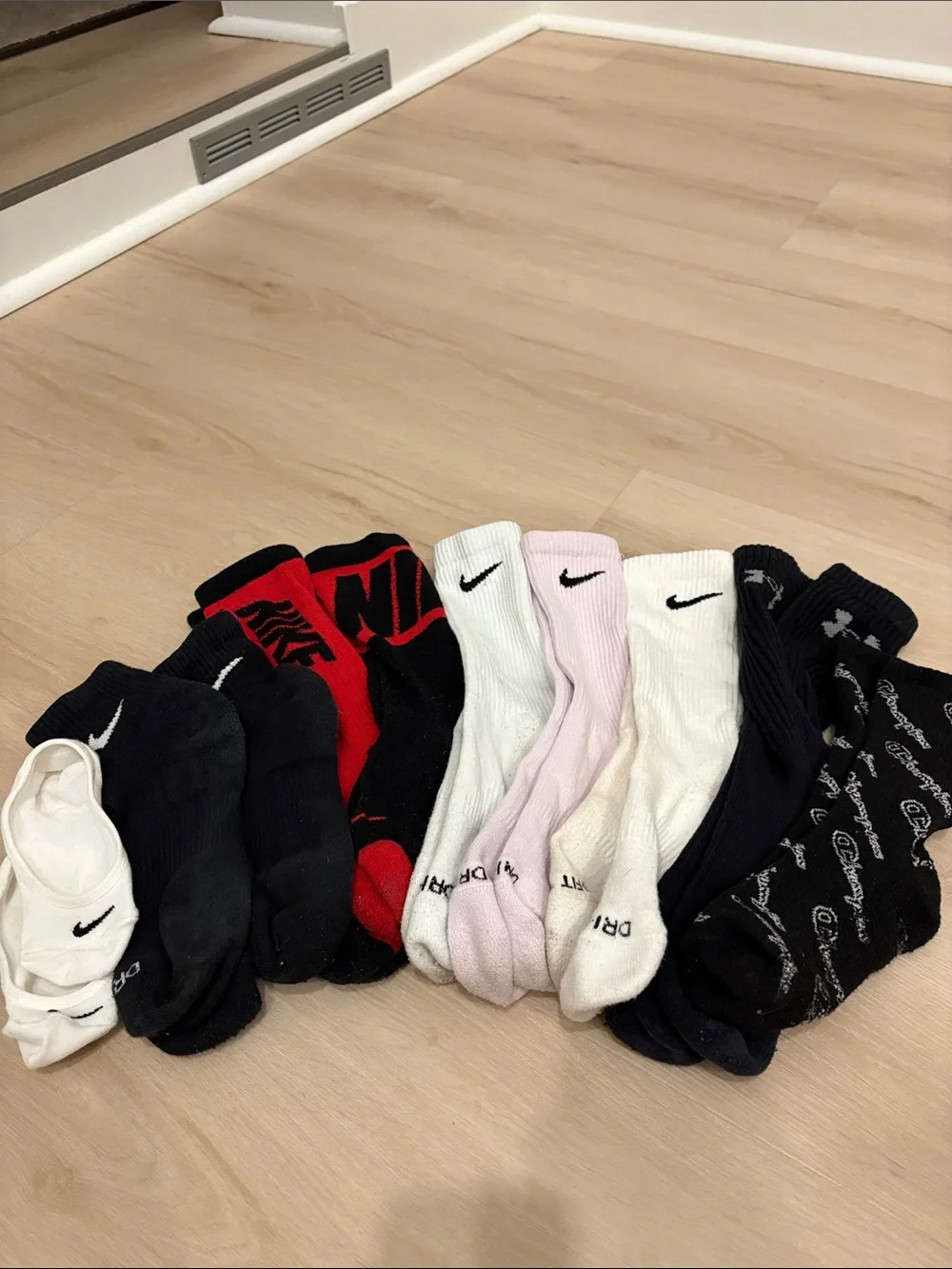 Nike Mixed Athletic Crew & No-Show Socks in Black, White, Red, Pink